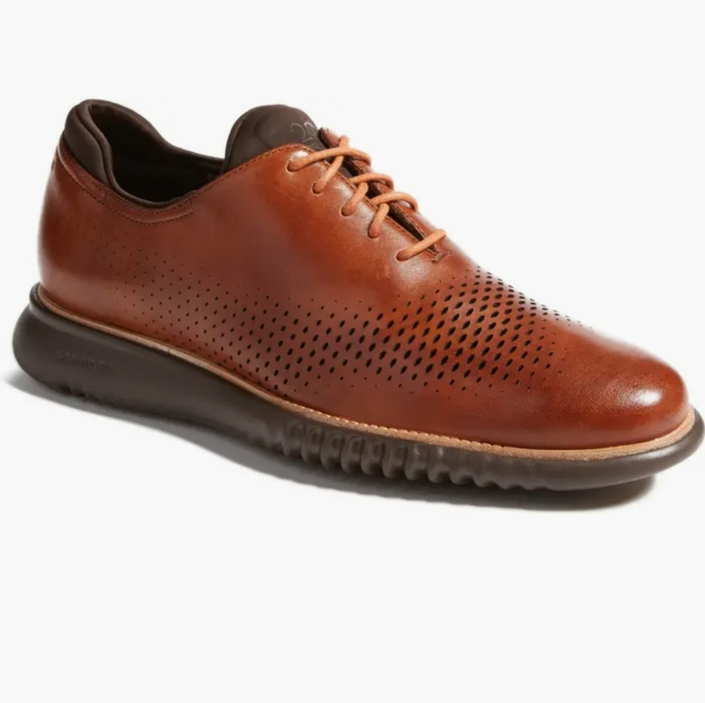 COLE HAAN Zerogrand Lazer British Tan Lace Up Wingtip Oxford Size 11.5